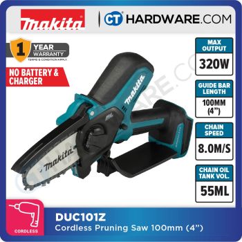 MAKITA DUC101Z CORDLESS PRUNING SAW 18V | 100MM (4") | 320W | OIL TANK 55ML WITHOUT BATTERY & CHARGER