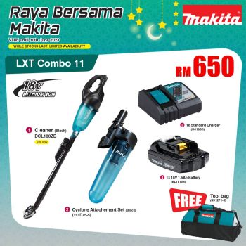 [ MAKITA RAYA PROMO ] MAKITA LXT COMBO 11 DCL180ZB CLEANER [ BLACK ] + 191D75-5 CYCLONE ATTACHMENT + 1x 18V 1.5AH BATTERY + 1x STANDARD CHARGER