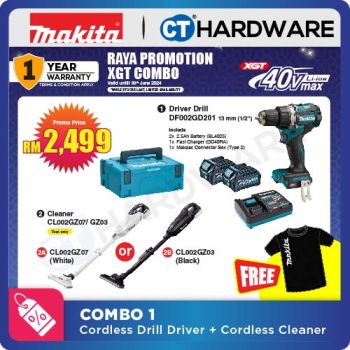 Makita Combo 1 DF002GD201 Cordless Driver Drill + CL002GZ Cordless Cleaner [ Raya Promotion XGT Combo - 30.06.2024 ]