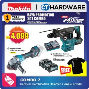 Makita Combo 7 HR008GM201 Combination Hammer + GA027GZ Angle Grinder [ Raya Promotion XGT Combo - 30.06.2024 ]