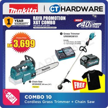 Makita Combo 10 UR008GM101 Grass Trimmer + UC004GZ Chain Saw [ Raya Promotion XGT Combo - 30.06.2024 ]