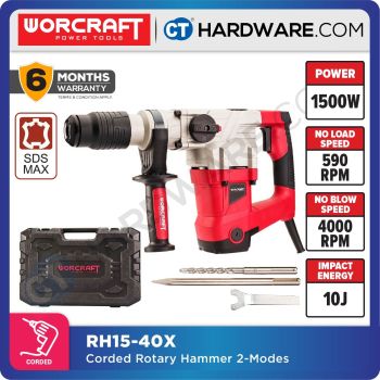 WORCRAFT RH15-40X ROTARY HAMMER WITH 2 MODES | 1500W | 590RPM | 4000BPM COME WITH CHISEL [ RH1540X ]