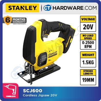STANLEY SCJ600 CORDLESS JIGSAW 20V 2500SPM WITHOUT BATTERY CHARGER & BLADE ( SCJ600-B1 )