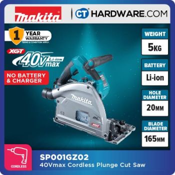 MAKITA SP001GZ02 CORDLESS PLUNGE CUT SAW 40V 6-1/2" 165MM 2500-4900RPM WITHOUT BATTERY & CHARGER
