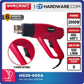 WORCRAFT HG20-600A CORDED HOT AIR GUN 2000W | 350/600C | 300L/MIN | 500L/MIN [ HG20600A ]