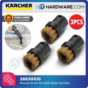 Karcher 28630610 Round Brush Kit With Brass Bristles Heavy Stains(pack of 3)