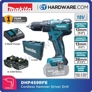 Makita DHP459RFE 13mm (1/2″) – 18V Cordless Hammer Driver Drill