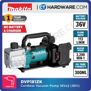 MAKITA DVP181ZK CORDLESS VACUUM PUMP 18VX2 113L/MIN MOTOR MOTOR SPEED 3200MIN WITHOUT BATTERY & CHARGER