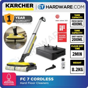 KARCHER FC 7 CORDLESS HARD FLOOR CLEANER DIRTY TANK 200ML | FRESH TANK 400ML [ FC7 ] (RAYA PROMO)
