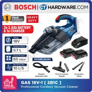 Bosch GAS18V-1 SOLO Professional Cordless Vacuum Cleaner 18V (No Battery & No Charger)