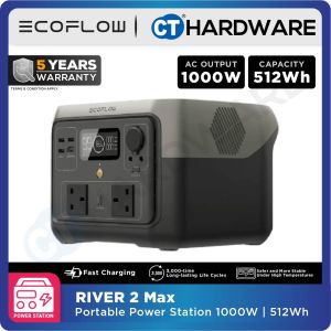 EcoFlow RIVER 2 Max Portable Power Station | 500W (Surge 1000W) | 512Wh (160,000mAh) | Fast Charging
