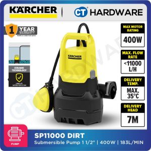 KARCHER SP 11.000 DIRT SUBMERSIBLE PUMP 1 1/2" | 400W | 183L/MIN | 7M/H COME WITH 10 METER CORD & FLOAT SWITCH [ SP11000DIRT ] (RAYA PROMO)