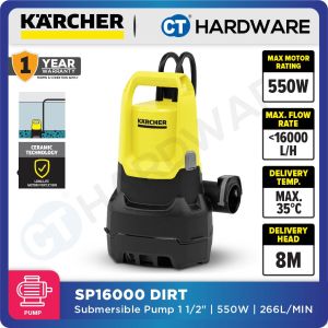KARCHER SP 16.000 DIRT SUBMERSIBLE PUMP 1 1/2" | 550W | 266L/MIN | 8M/H COME WITH 10 METER CORD & VERT FLOAT SWITCH [ SP16000DIRT ] (RAYA PROMO)