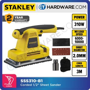 STANLEY SSS310 CORDED 1/2" SHEET SANDER 310W | 6000-10000RPM | 115 X 280MM