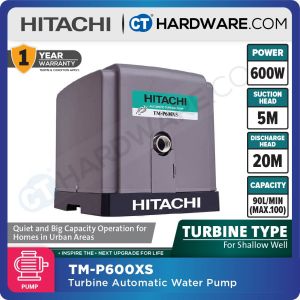HITACHI TM-P600XS AUTOMATIC WATER PUMP TURBINE TYPE 1" | 600W | 100L/M | 5M/S | 20M/H (PREMIUM & SILENT TYPE) [ TMP600XS ]