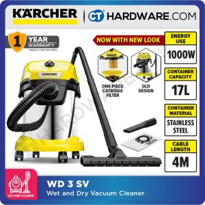 KARCHER WD 3 S V WET AND DRY VACUUM CLEANER 1000W | 17L | STAINLESS STEEL TANK [ WD3SV ] [ REPLACE WD3 PREMIUM ] [ CNY SUPER DEALS ]