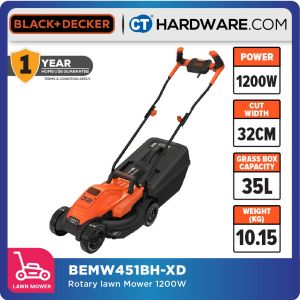 Electric lawn mower BEMW451BH / 1200 W / 32 cm, Black+Decker - Corded Electric  Lawn Mowers