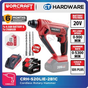 WORCRAFT CRH-S20LiE CORDLESS ROTARY HAMMER 2-MODE | 20V | 900RPM COME WITH 3PCS DRILL BITS  [ CRHS20LIE ]-SOLO