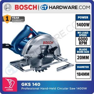 BOSCH GKS 140 PROFESSIONAL CORDED HAND-HELD CIRCULAR SAW 7″(184mm) | 1400W [ GKS140 ]