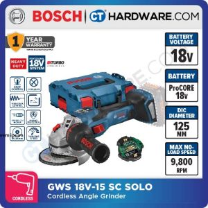 BOSCH GWS 18V-15 SC 125MM CORDLESS ANGLE GRINDER 5" 18V  06019H6100  M14  WITHOUT BATTERY & CHARGER ( SOLO ) BITURBO