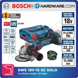 BOSCH GWS 18V-15 SC 150MM CORDLESS BRUSHLESS ANGLE GRINDER 6" WITHOUT BATTERY&CHARGER 06019H6300 2.3KG ( SOLO ) BITURBO
