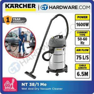 KARCHER NT 38/1 ME STAINLESS STEEL WET & DRY VACUUM CLEANER 1600W 38L 227M/BAR [ NT381ME ] [ YEAR END SALE ]